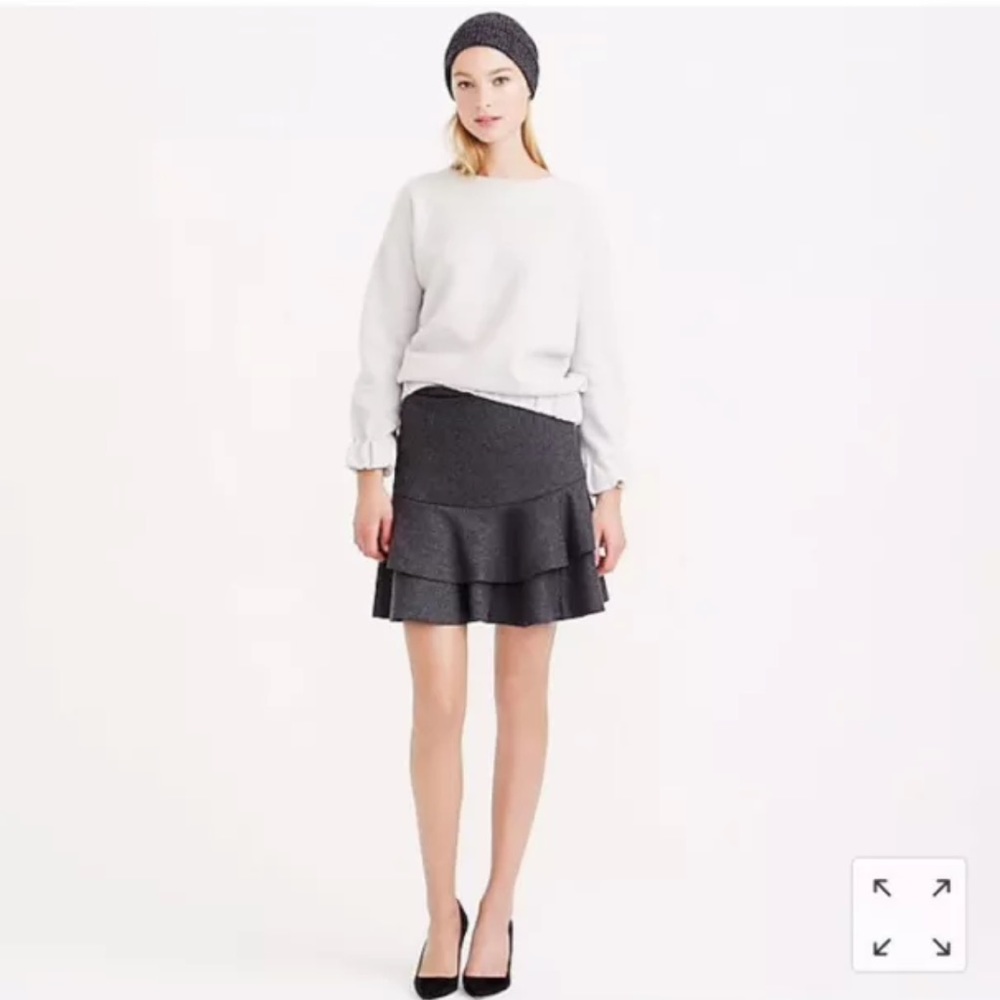 J.Crew Flounce Skirt In Bonded Wool (Size 2).